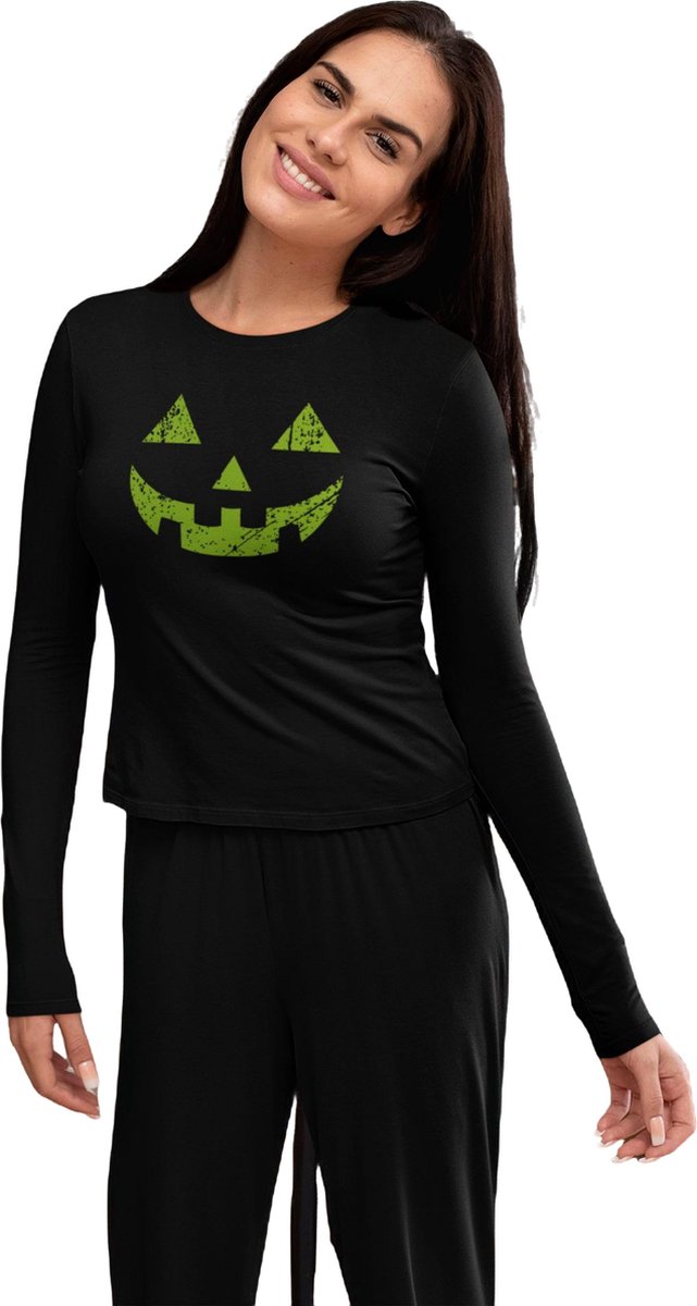 Halloween Reflective Kostuum / T-shirt voor Dames | Zwart & Neon Groen | Maat M